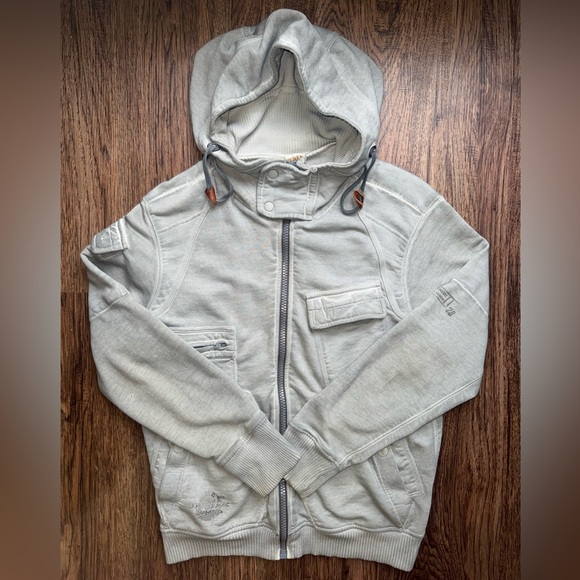 Men’s DIESEL Distressed Hooded Full Zip Jacket Gray Size Small - Picture 1 of 14